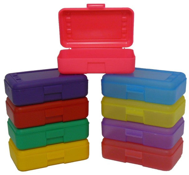 Romanoff Products Romanoff Plastic Pencil Box Hot Pink 12/Pack  (ROM60207-12) 
